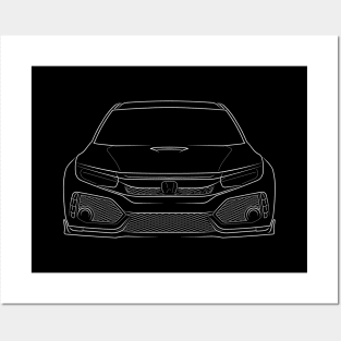 Honda Civic si Typr R FK8 - front stencil, white Posters and Art